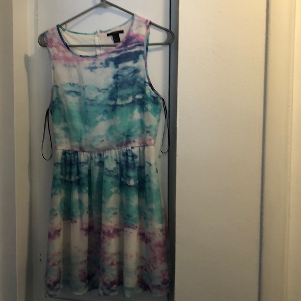 F21 blue purple tie dye dress